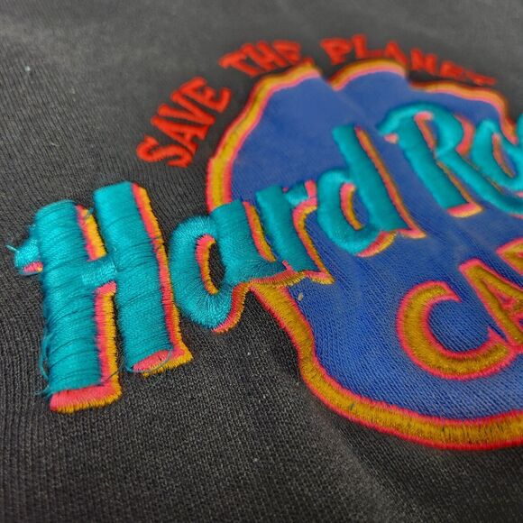 Vtg 90s Hard Rock Cafe Sweater XL Embroidered Chicago Made In USA Travel Retro - Picture 3 of 8